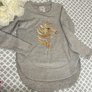 ColorTree Gray Girl's Unicorn Sweater, Size M(10/12)